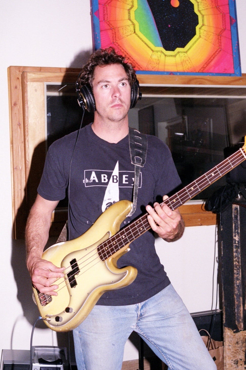 Looking Star bassist recording in the studio on April 27, 2003