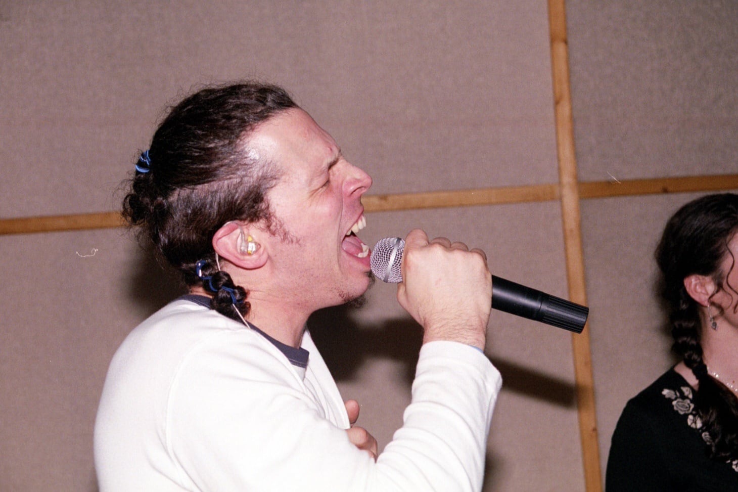 A Looking Star vocalist recording in the studio on April 27, 2003