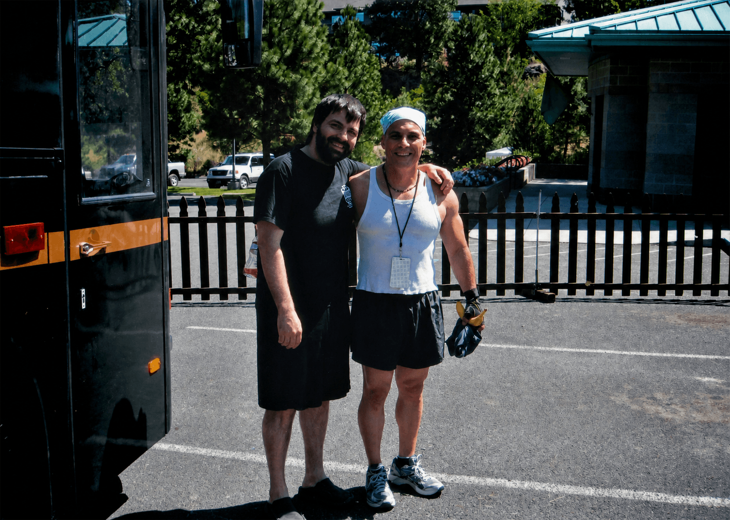 Nathan Dale and Marty DeAnda smiling together outdoors in Bend, Oregon