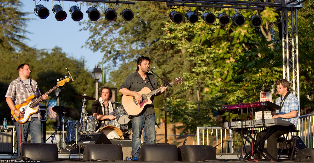 Nathan Dale performing with Jeremy Plog on bass, Steve King on drums, and Scott Reams on keyboards in 2011