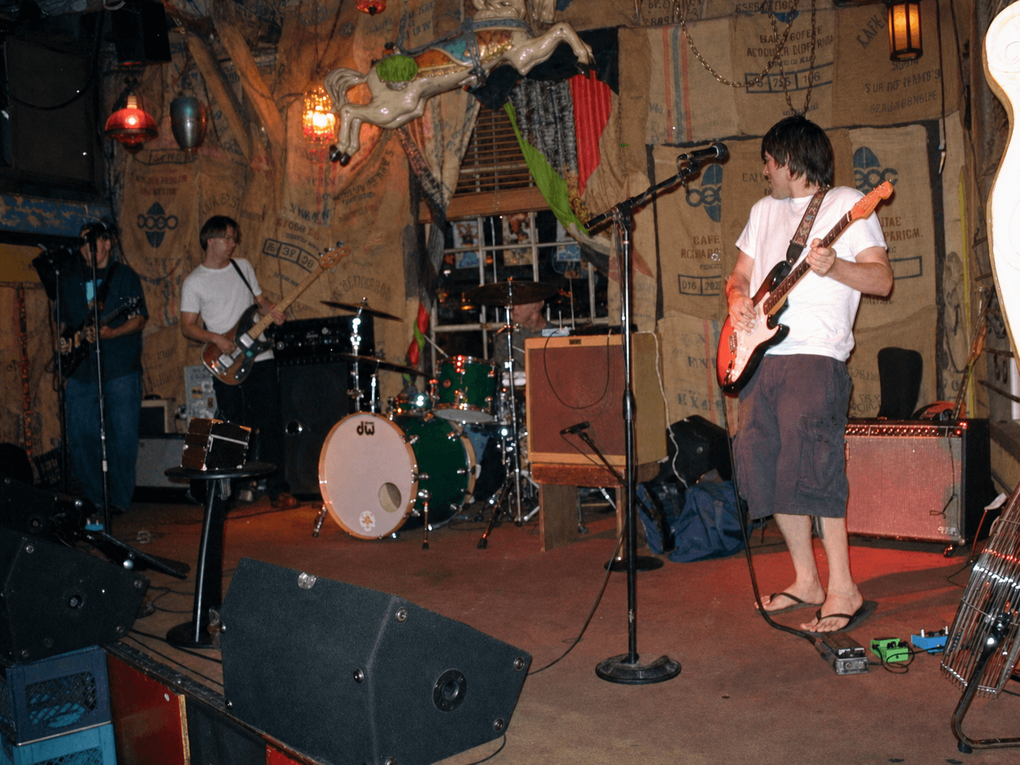 Jeremy Plog, Gary Johnston, Phil Jackson, and Nathan Dale playing at a Powerhouse Pub Sunday jam session on July 20, 2003