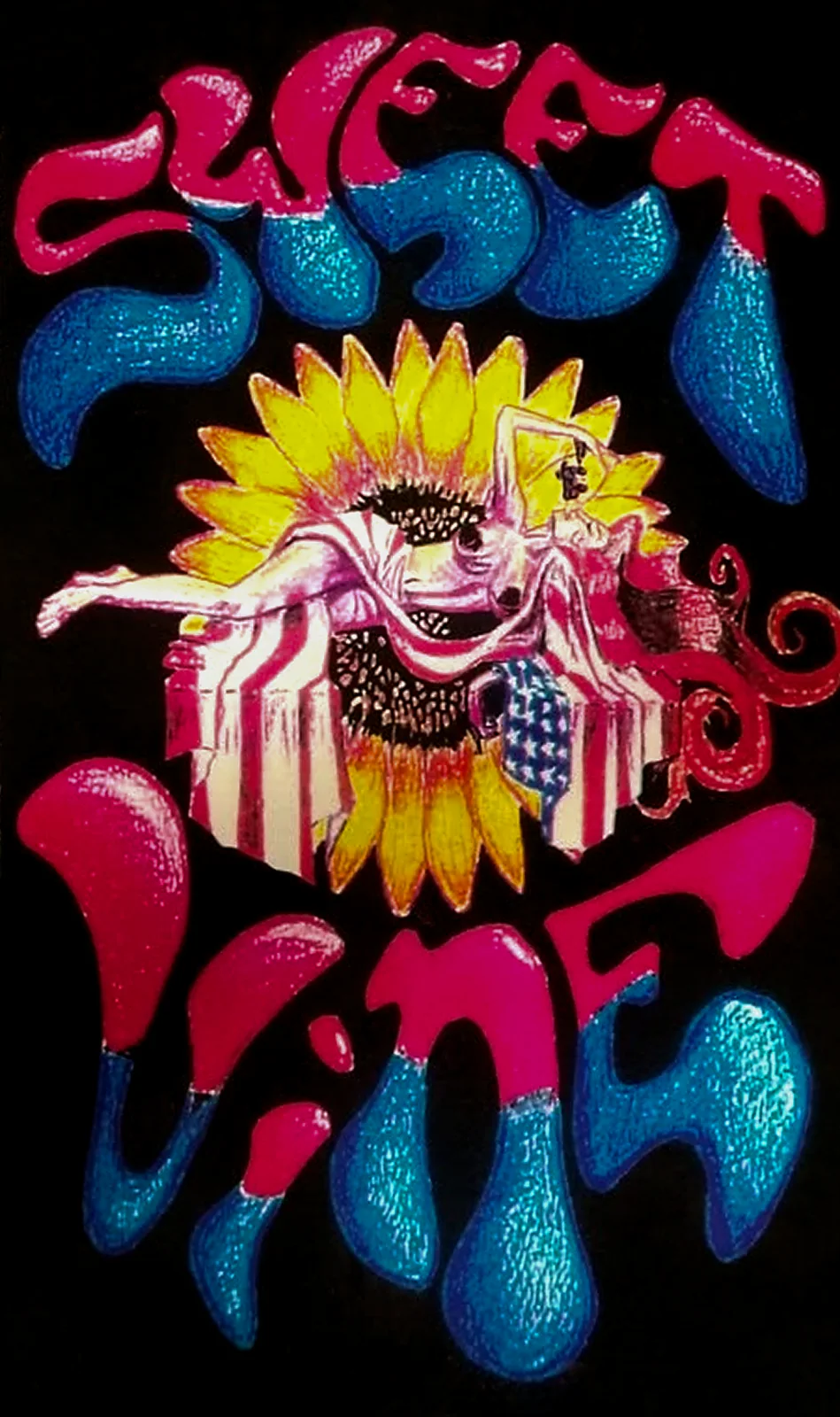 Original handmade Sweet Vine cassette demo artwork drawn by Matt Rallens of Lunia Blue