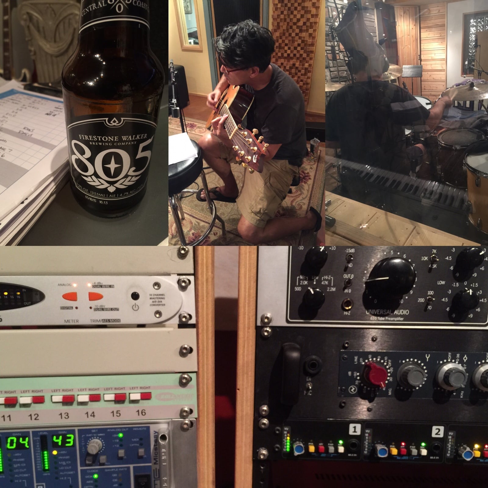A collage of Nathan Dale and Bret Bingham working on The Well Curve at The Harm Farm studio