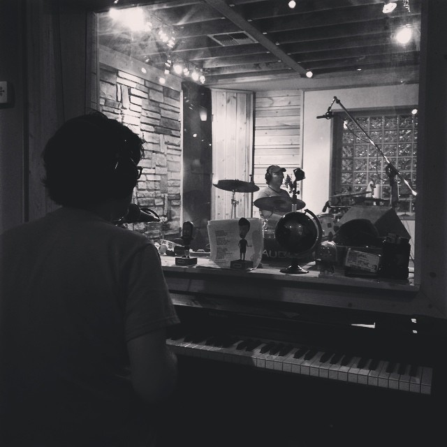 Bret Bingham at the keyboard and Bruce Spencer on drums during The Well Curve sessions in 2014
