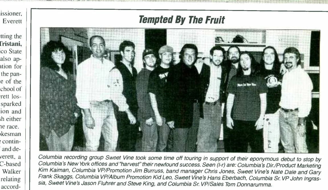 Sweet Vine with the Columbia Records team at Columbia's New York offices in 1997